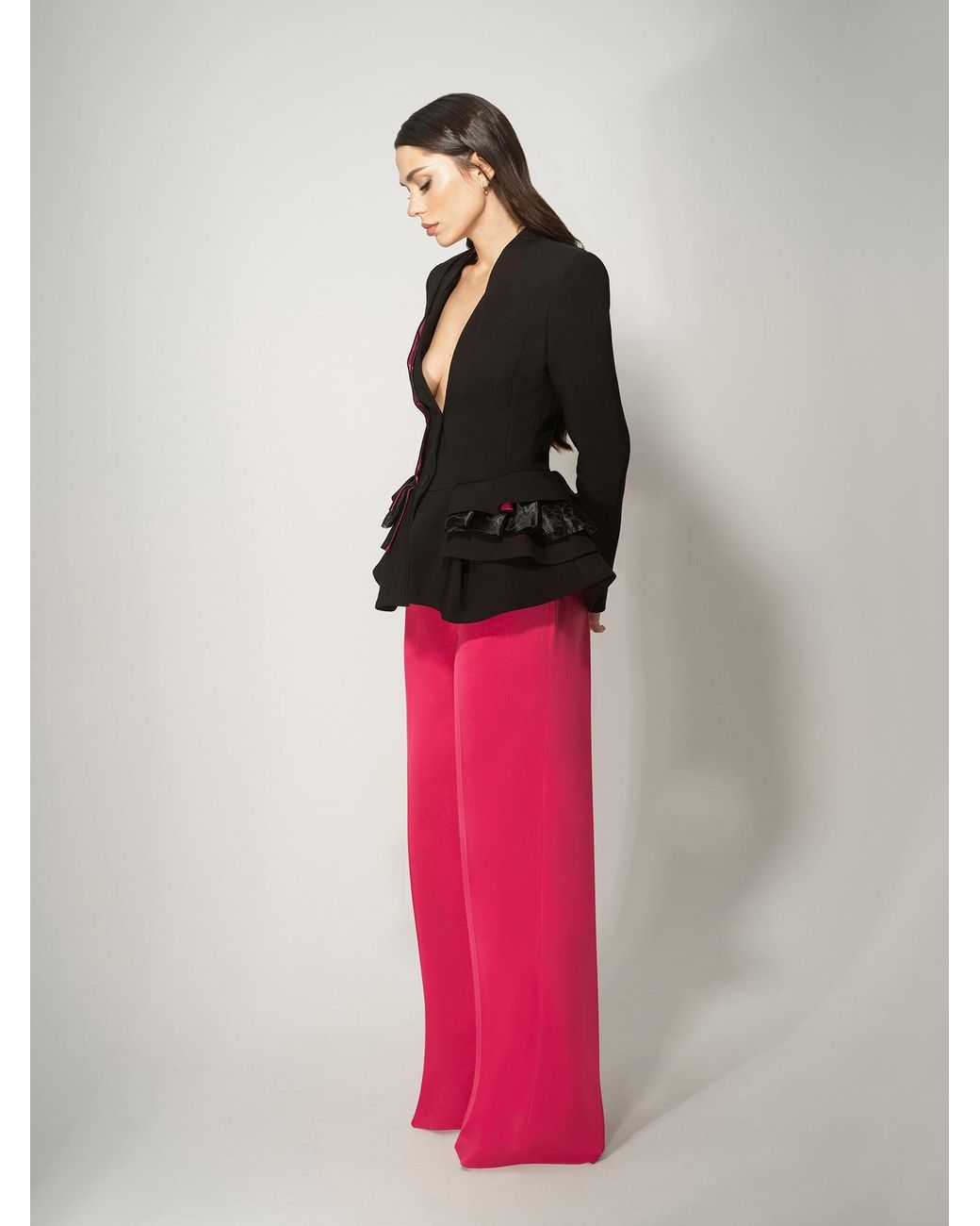 Tia Dorraine Black Mon Chèri Ruffled Blazer