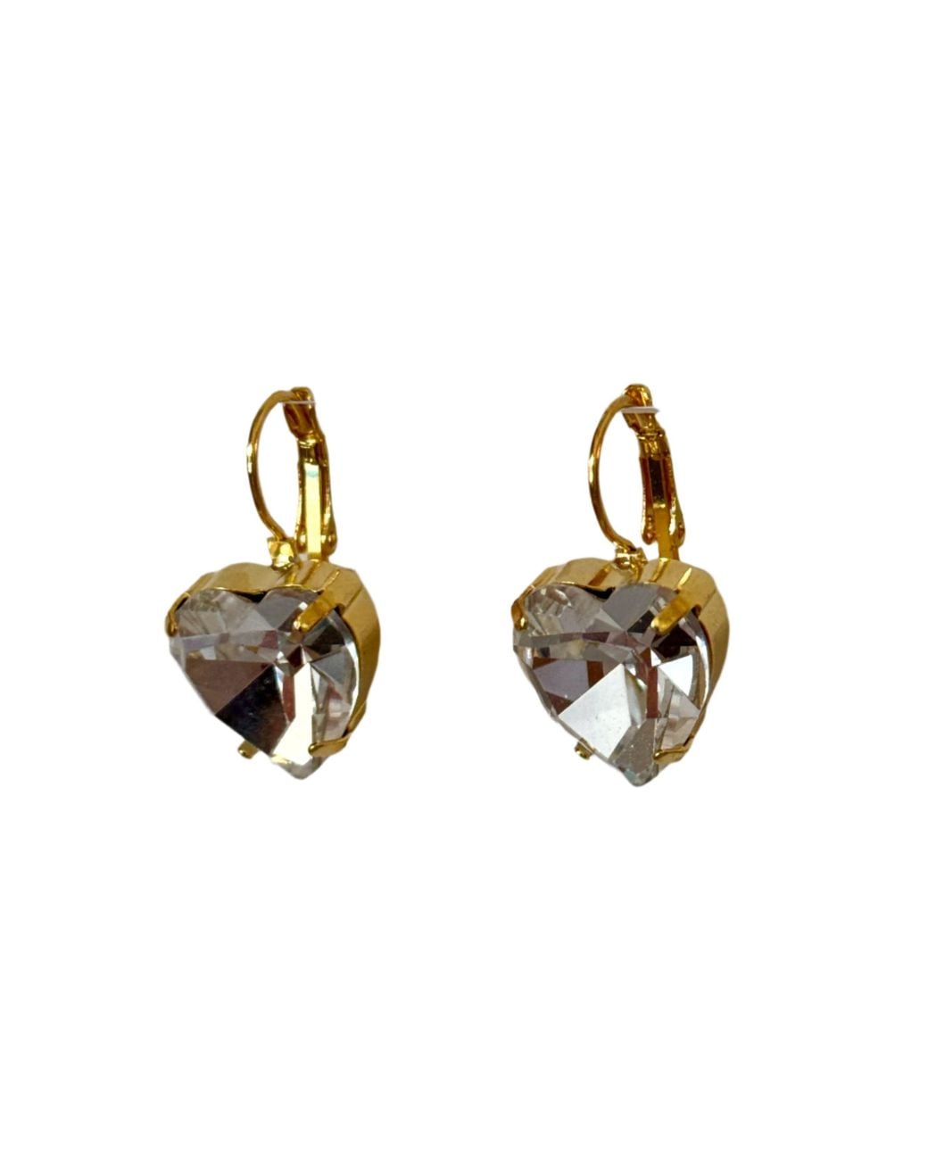 Laura Gray Metallic Small Diamond Crystal Heart Post Earrings