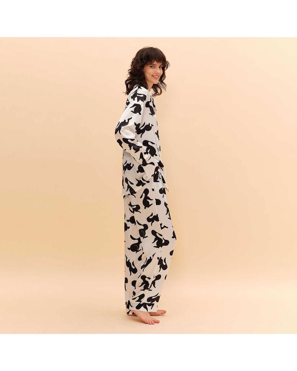 Silkinc White Rabbit Silk Pajamas Setin