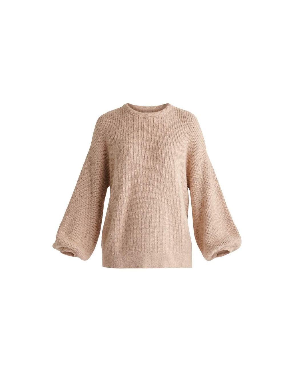 Paisie Natural Balloon Sleeves Jumper With Cable Details