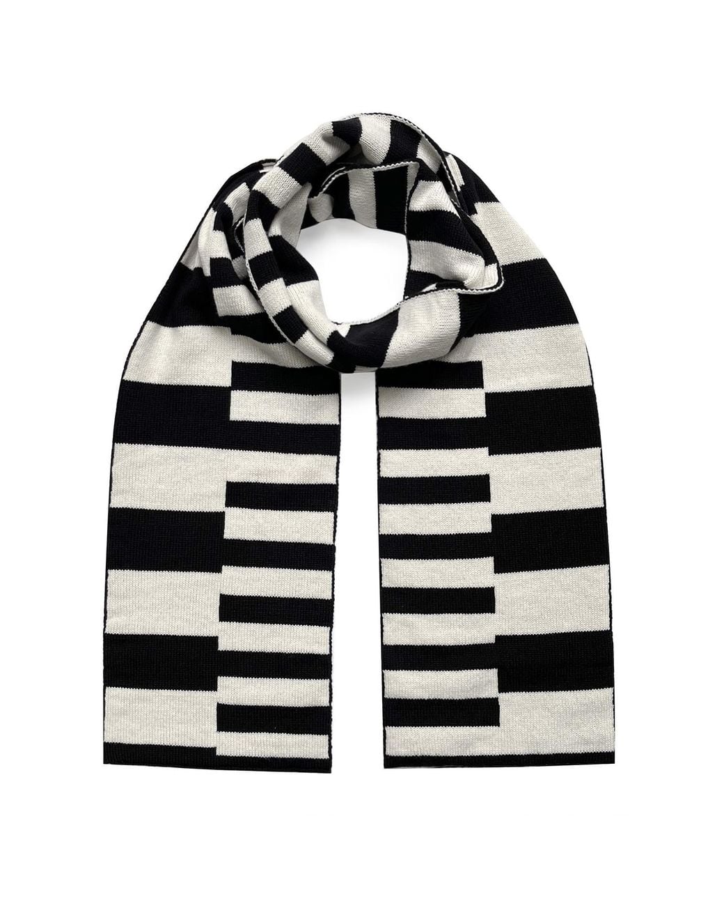 INGMARSON Black Multi-Striped Wool & Cashmere Scarf