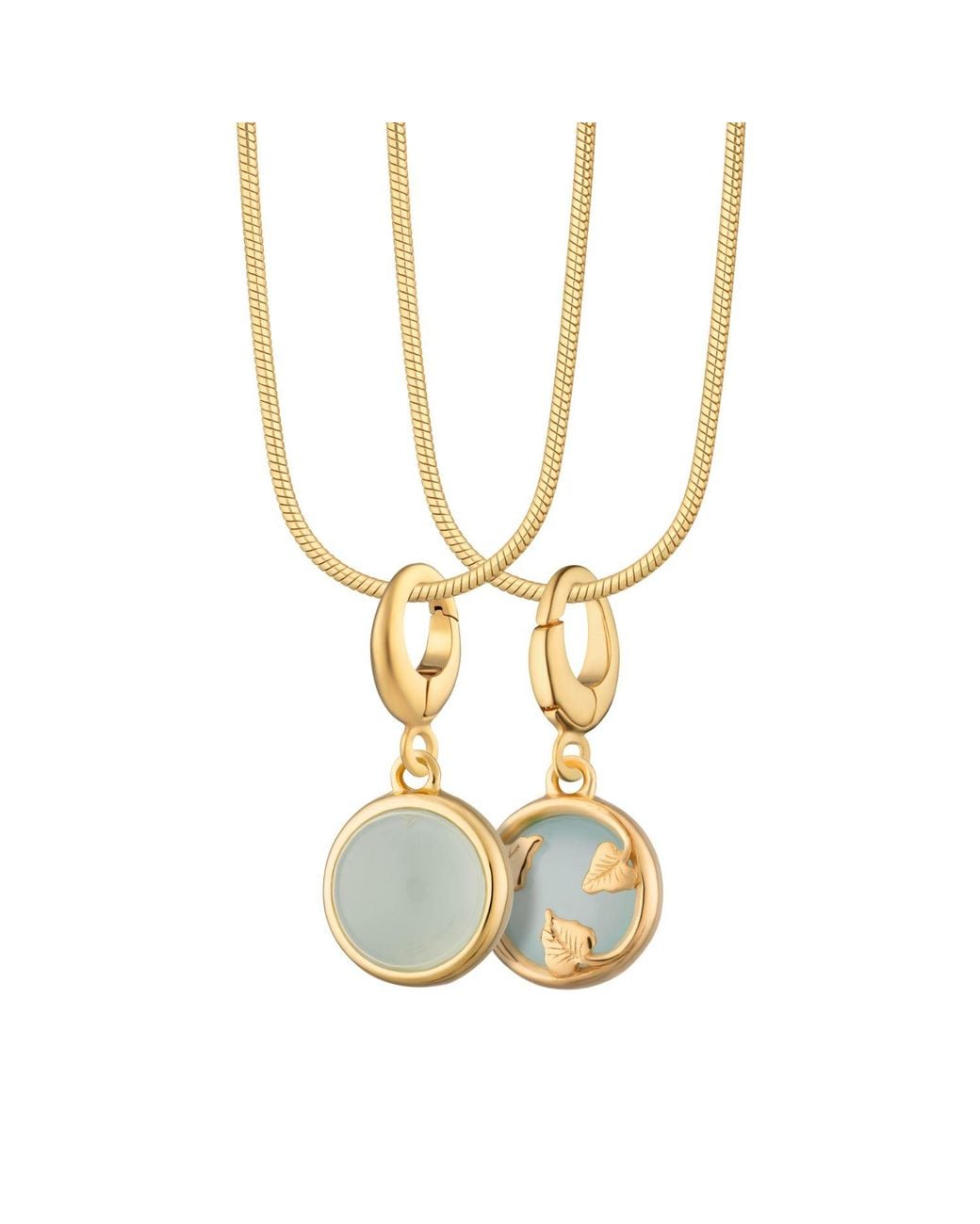 Lily Charmed Metallic Plated Agate Healing Stone Necklace With Round Snake Chain