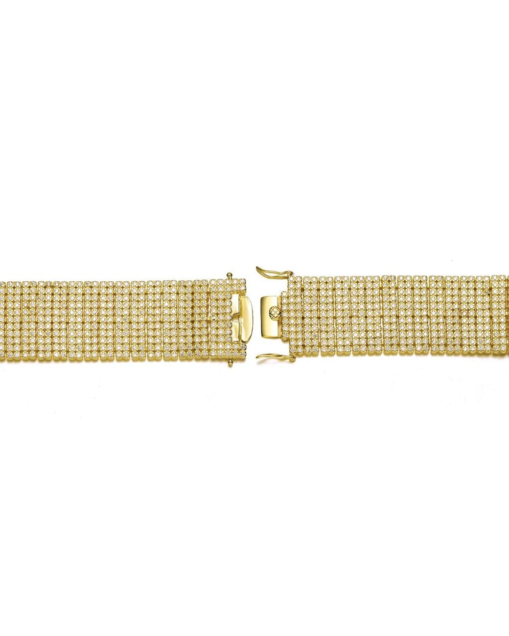 Genevive Jewelry Yellow Genevive Sterling-Plated With Cubic Zirconia Cuff Bracelet