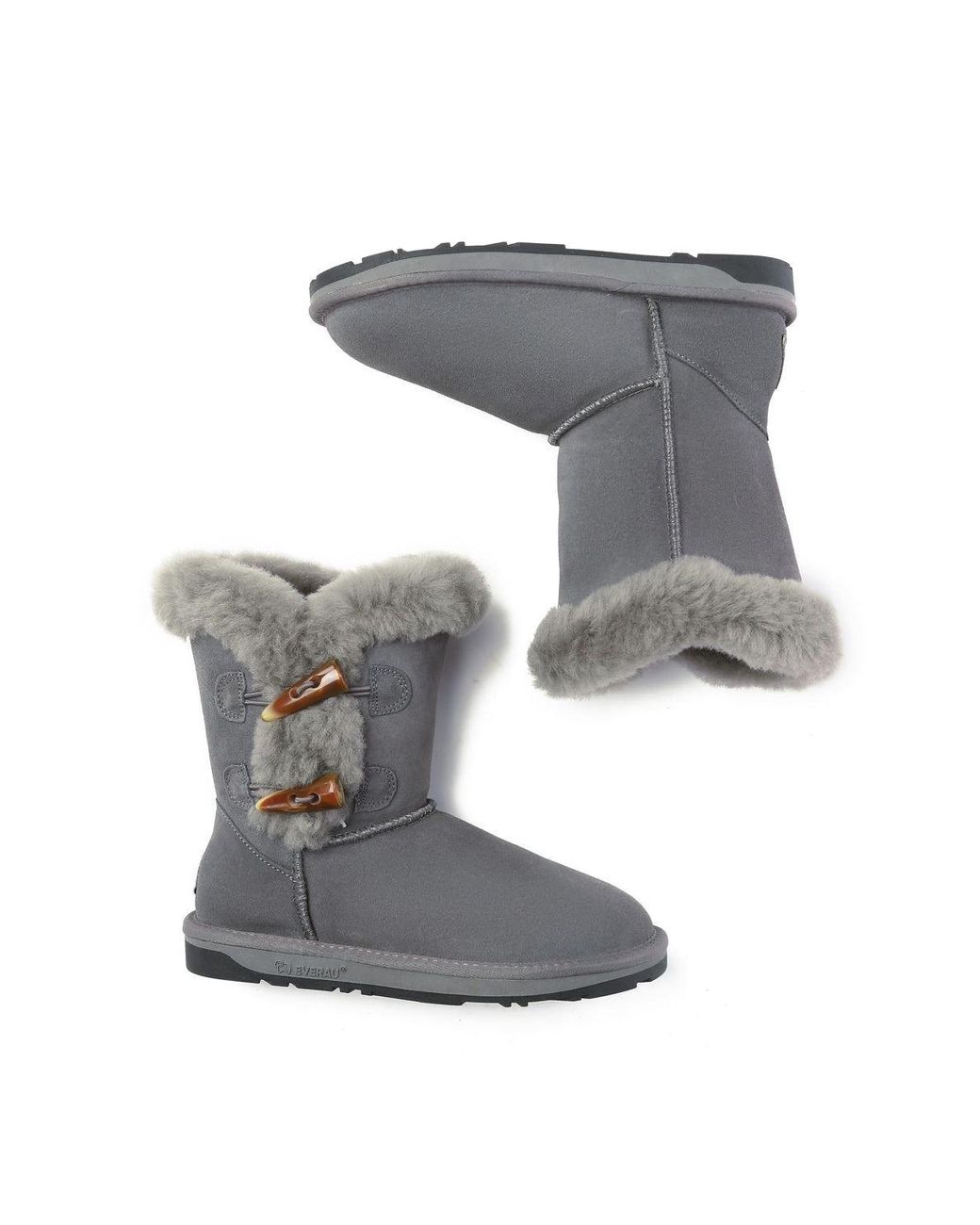 EverAu Australia Gray Stork Horn Toggle Button Short Boots