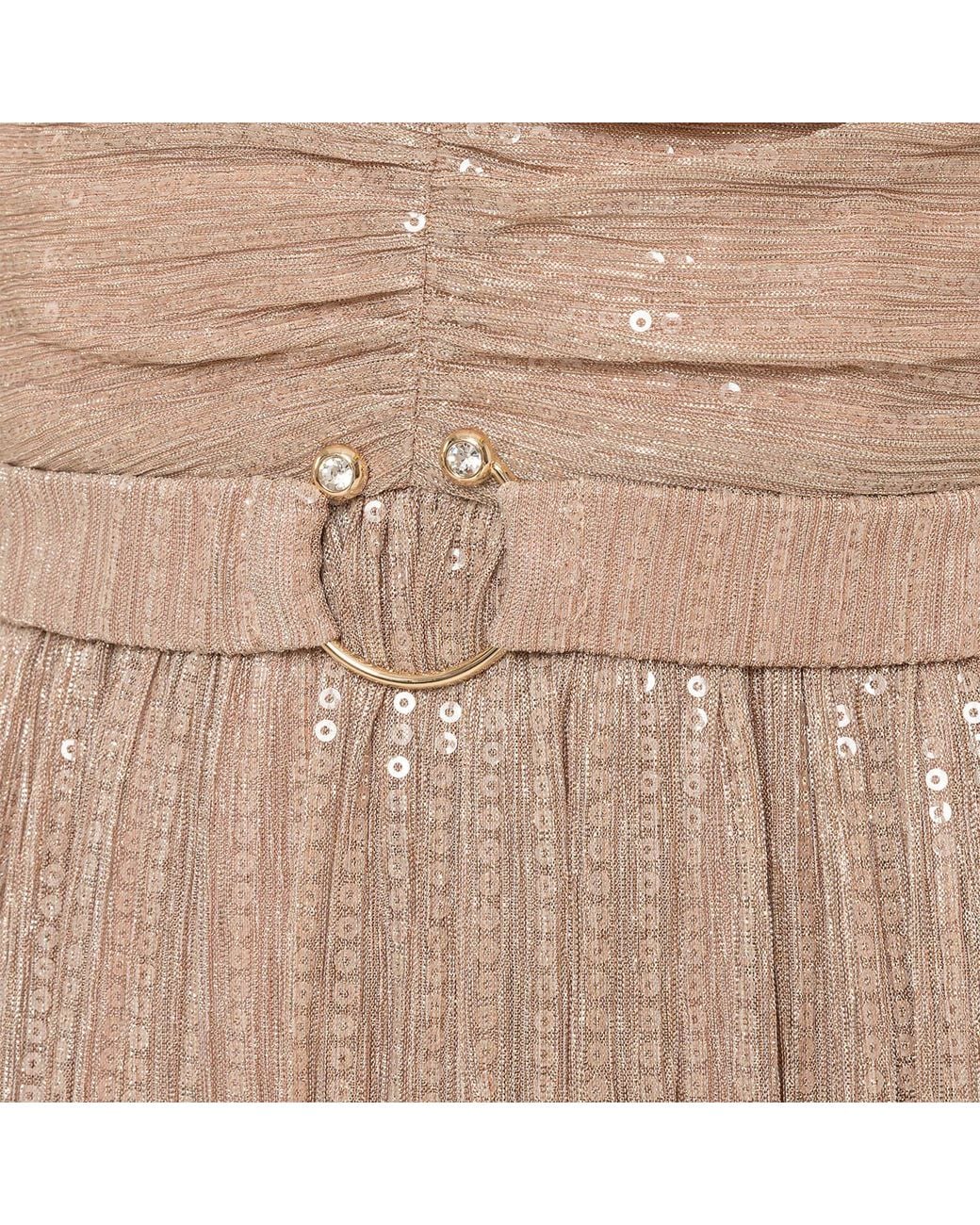 Nissa Natural Neutrals Sequin-Applique Maxi Dress