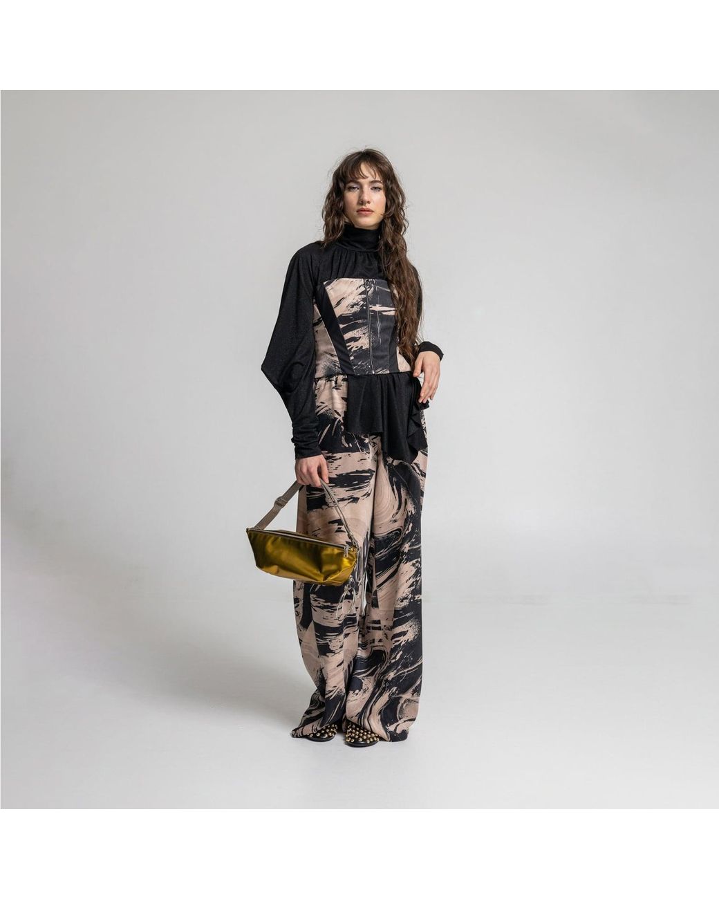 ARTISTA Black Onix Draped Turtleneck