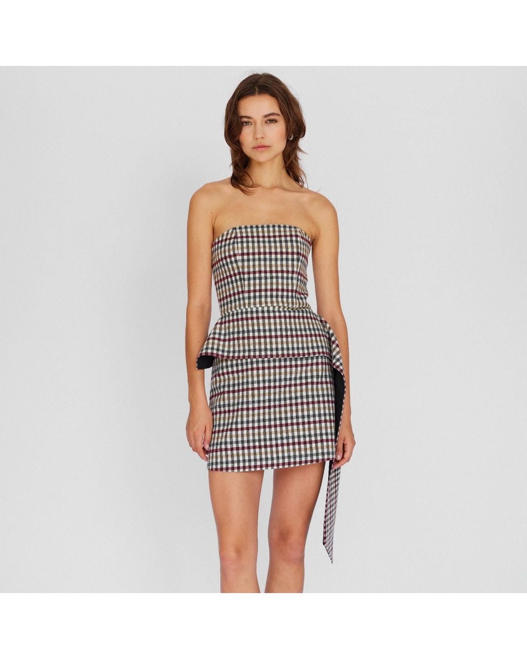 Mirimalist Black Checked Wool Mini Skirt