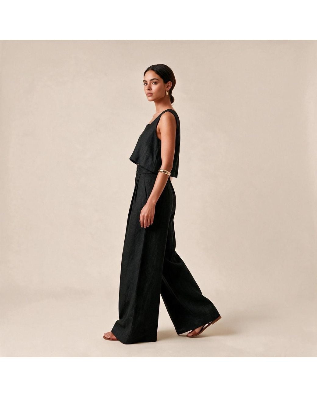 Kipépéo Black Tamara High Waisted Wide Leg Trousers