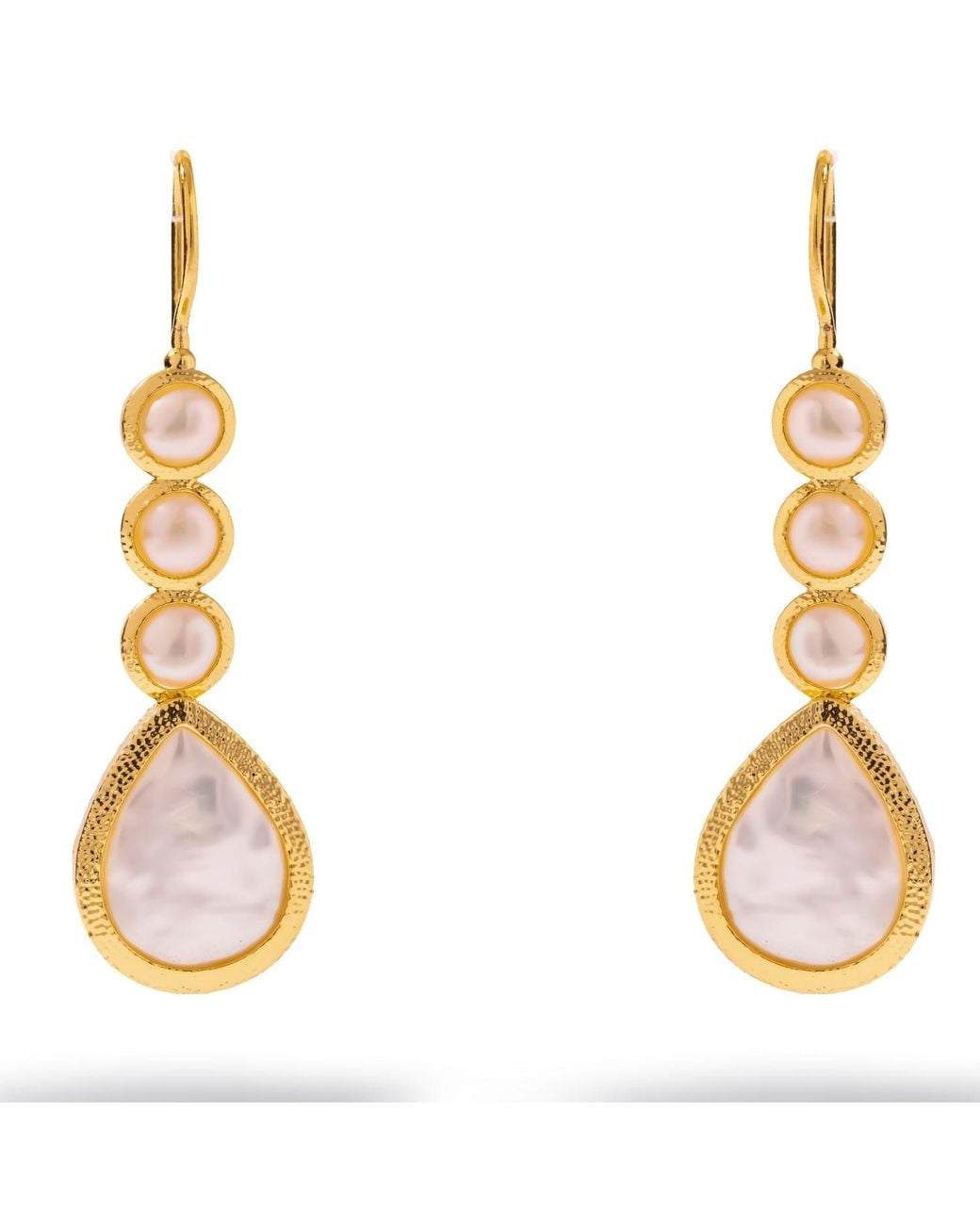 Ebru Jewelry Metallic Cleopatra Pearl Cascade Drop Earrings