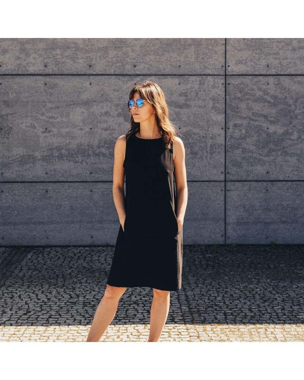 Oh!Zuza Black Echo Viscose Midi Dress With Pockets –