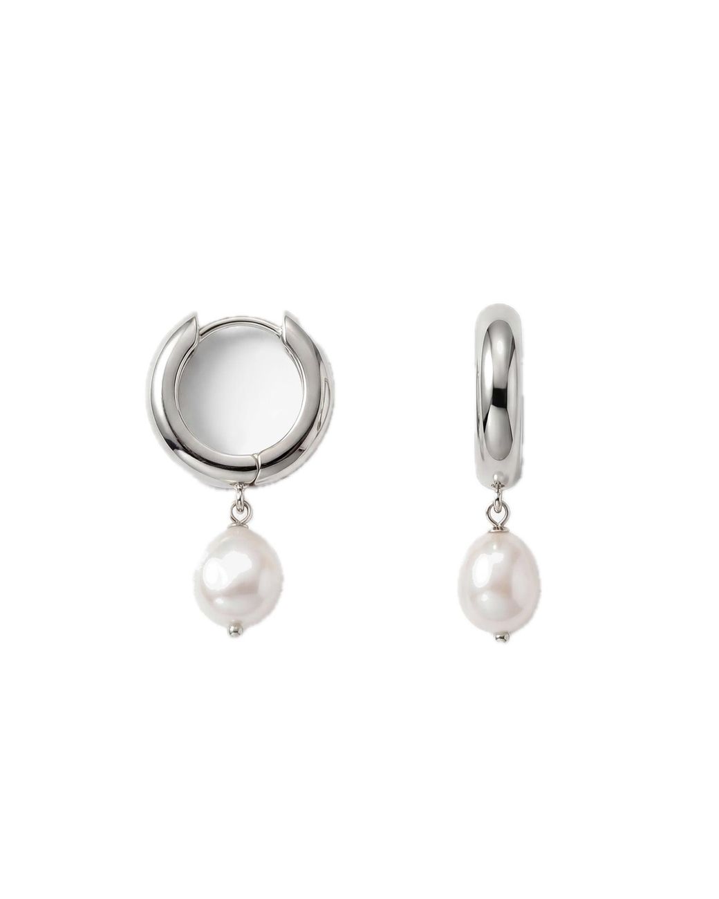 Elk & Bloom White Chunky Freshwater Pearl Hoops