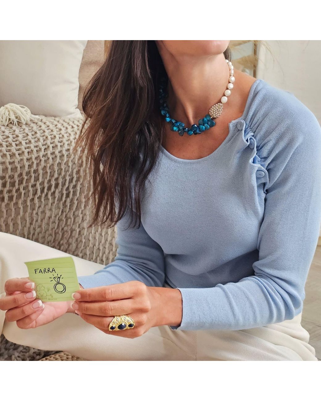 Farra Blue Lapis Stone Setting Statement Ring