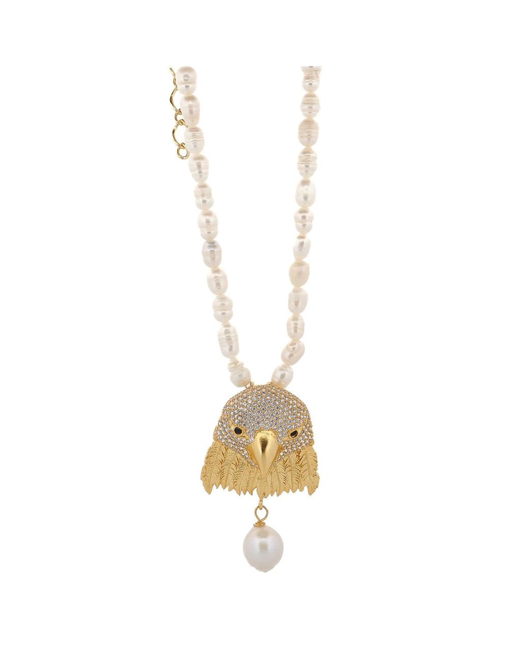 Ebru Jewelry Metallic Majestic Eagle Pearl Statement Necklace