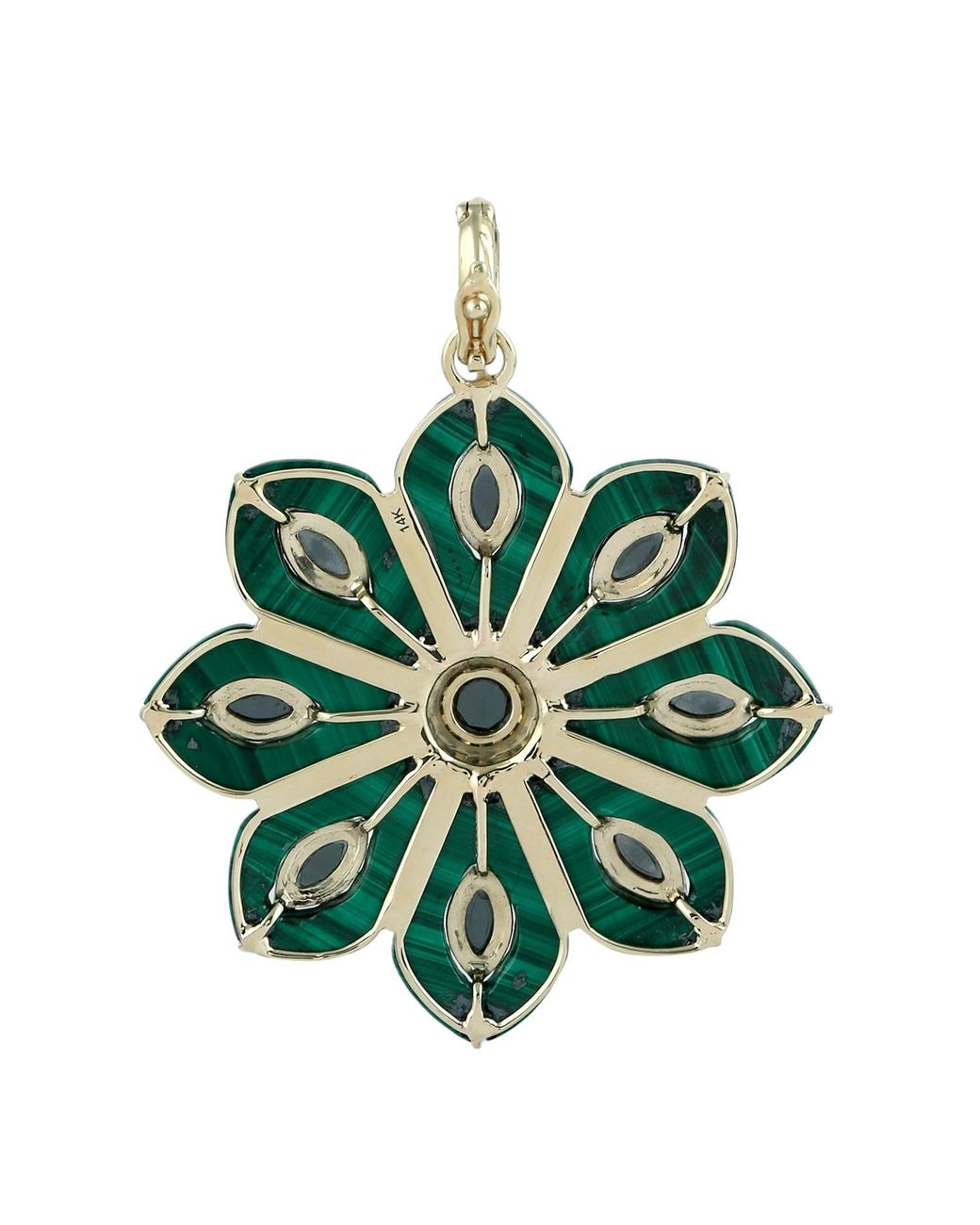 Artisan Green 14K Malachite & Diamond Flower Pendant