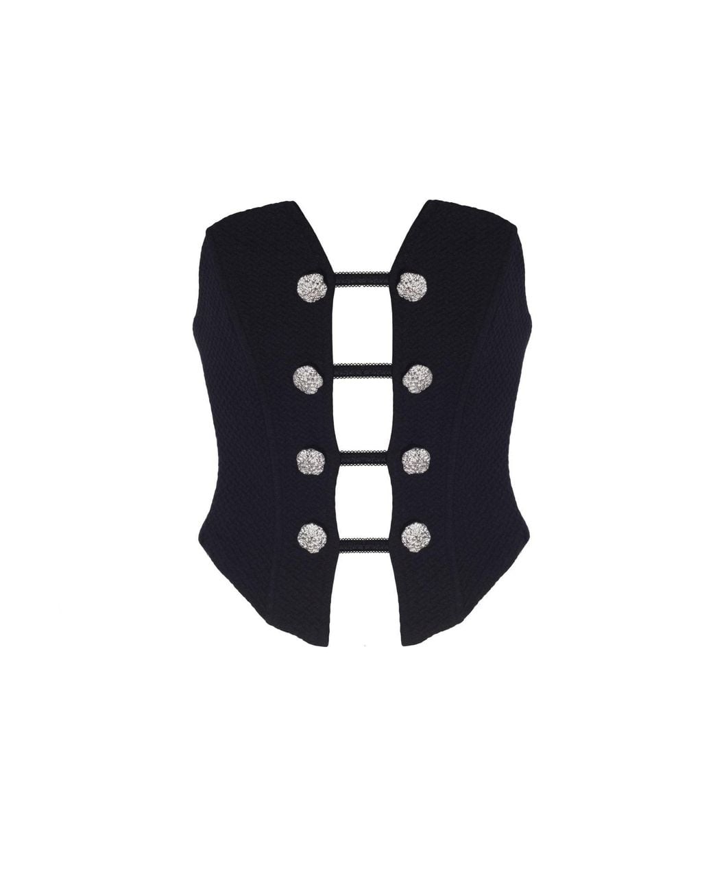 No'design Blue Elizabeth Button-Detail Back-Tie Corset
