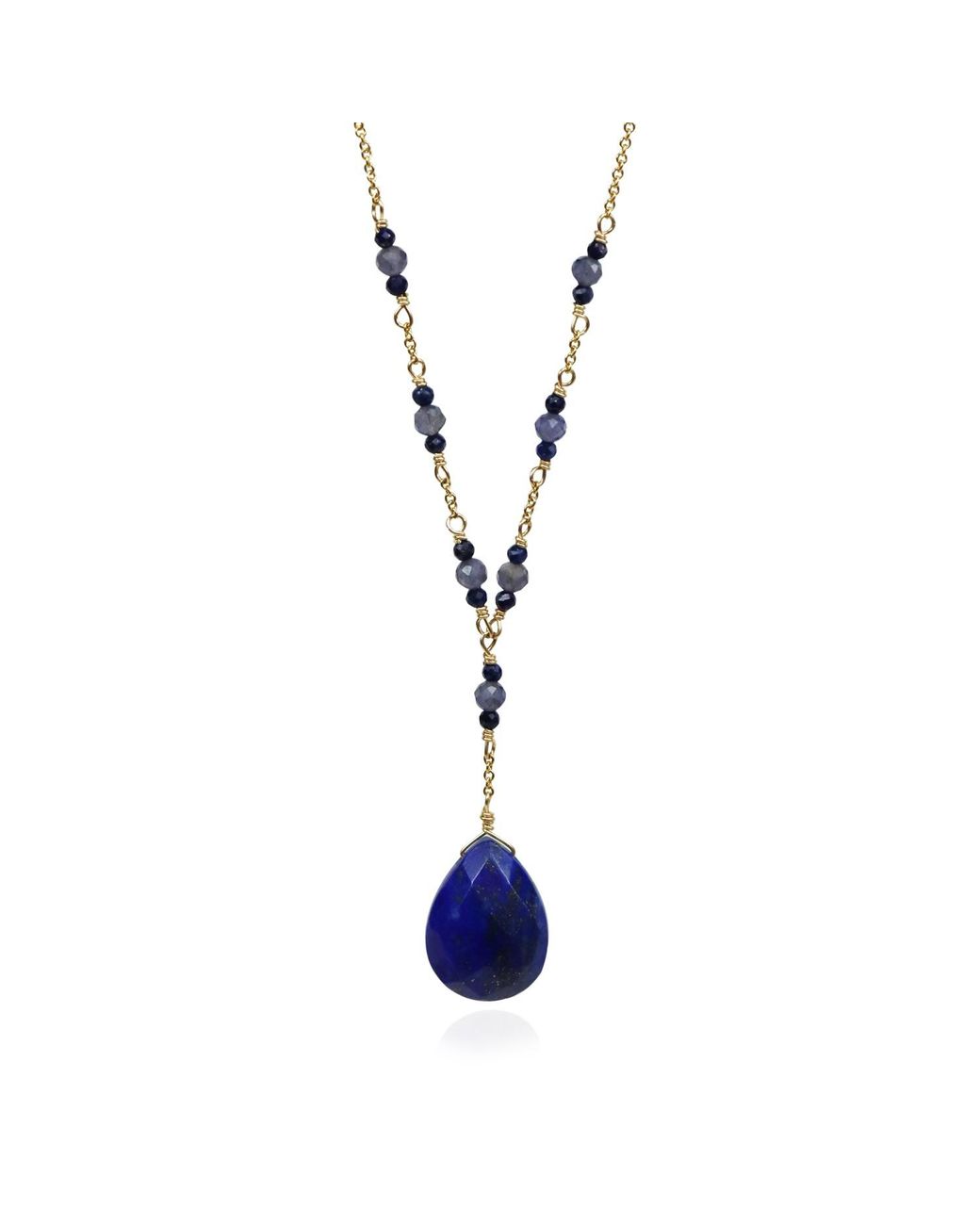 MOUNIR LONDON Blue Lapis & Iolite Y Necklace