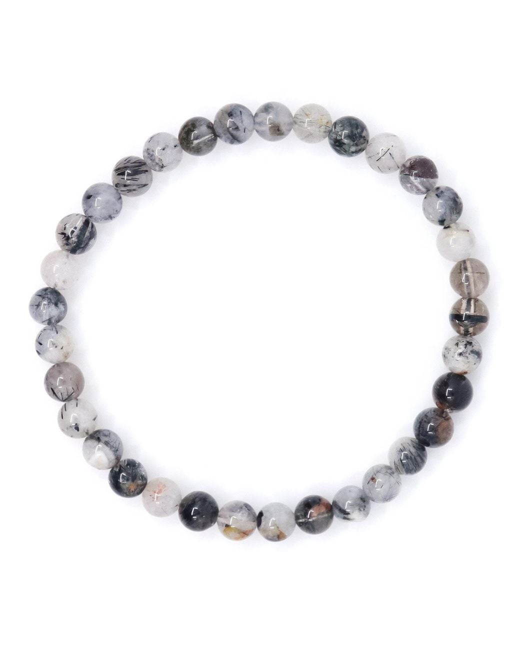 Shar Oke Metallic Rutilated Quartz Beaded Bracelet for men