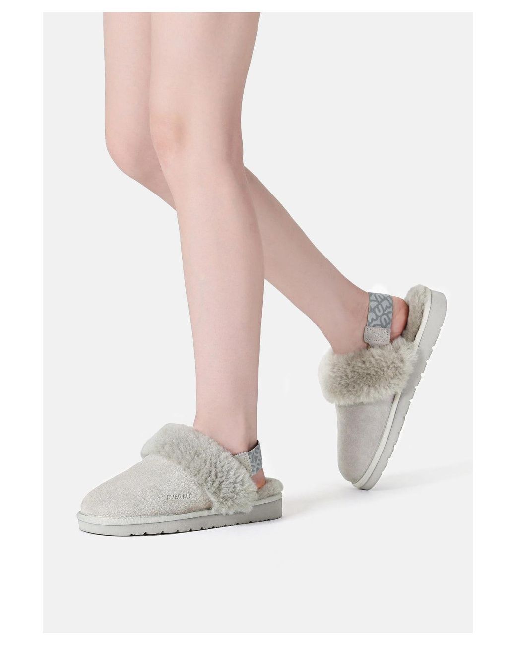 EverAu Australia Gray Pelican Removable Strap Slingback Slippers