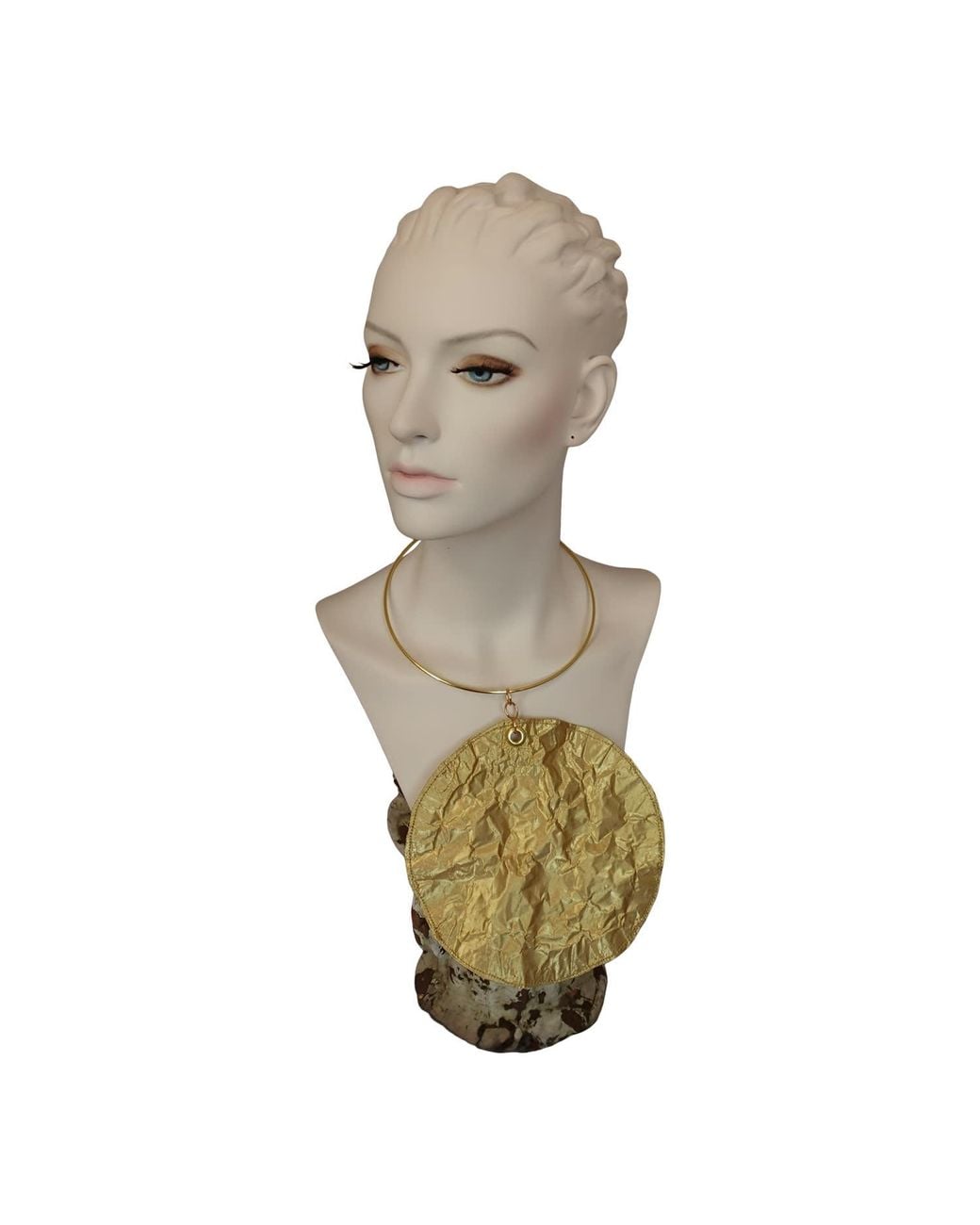 Romer Millinery Green Morphy Metallic Silk Large Disc Choker