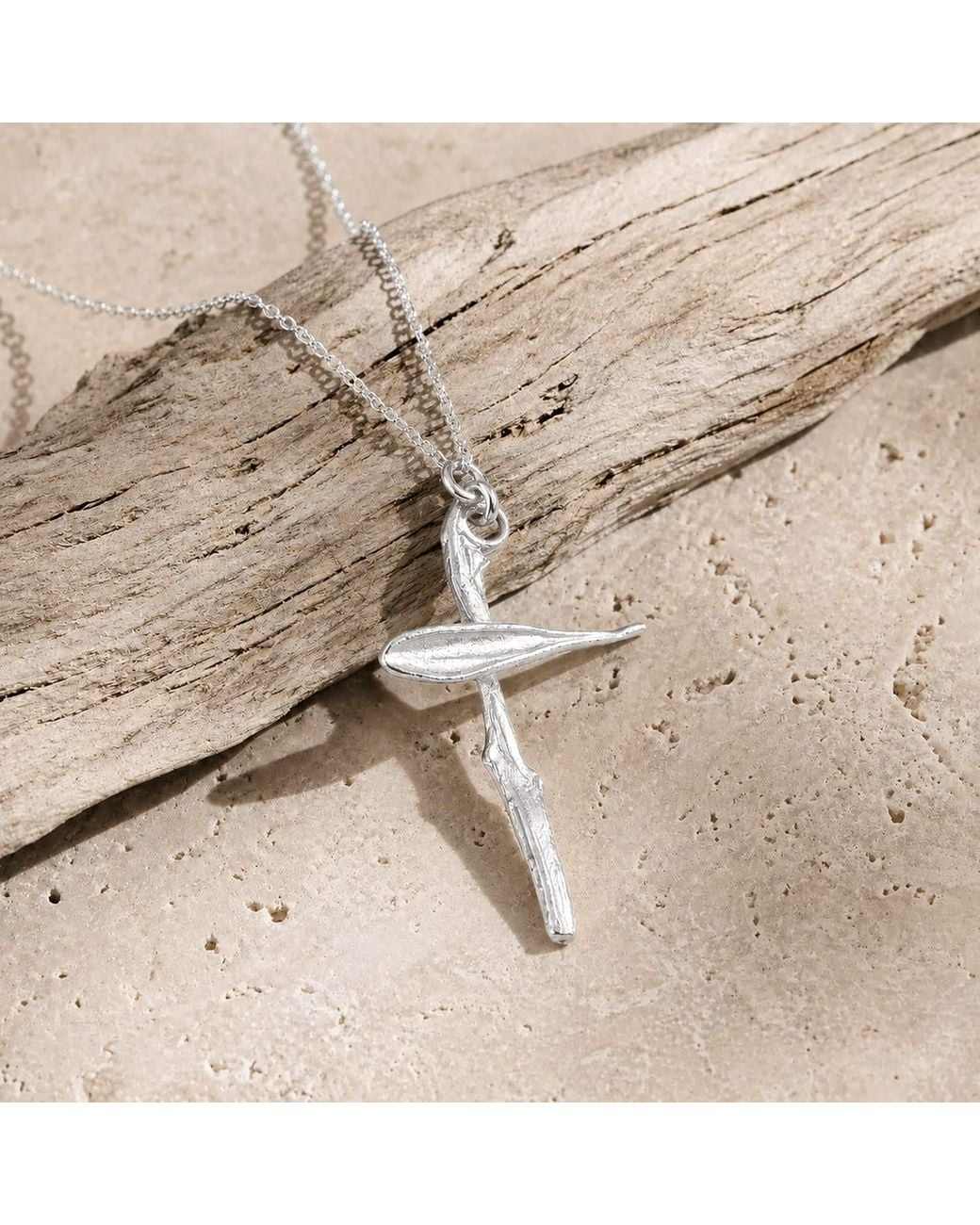 Mother Nature Jewelry Metallic Cross Necklace, Handmade Leaf Pendant