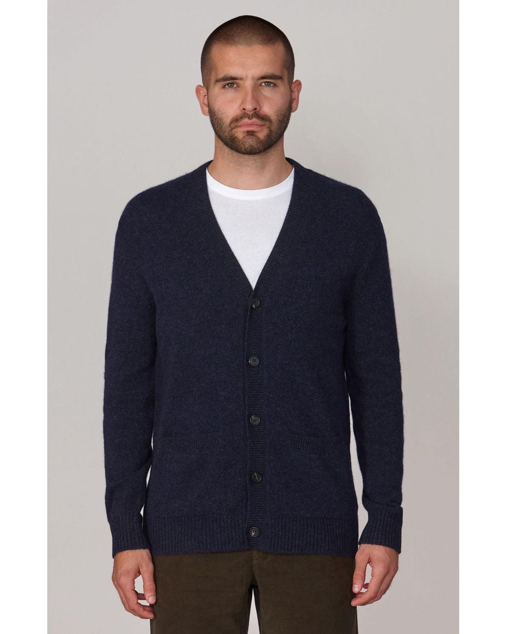 Paul James Knitwear Blue Lambswool Alfie Cardigan for men