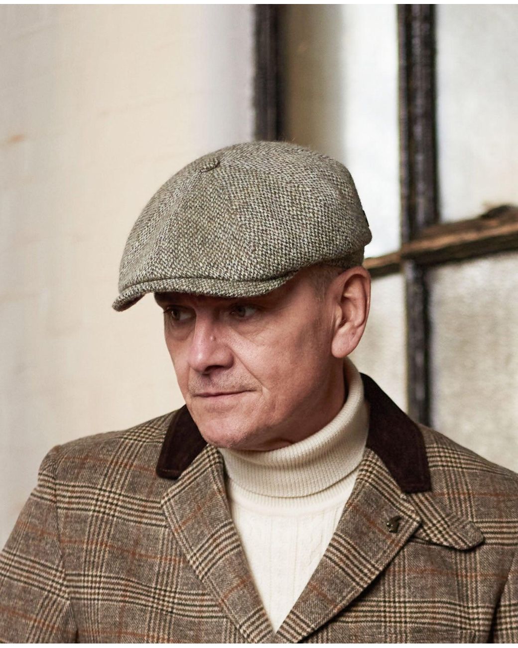 Dasmarca Hats Natural Harrison Grove Light Harris Tweed Newsboy Cap for men