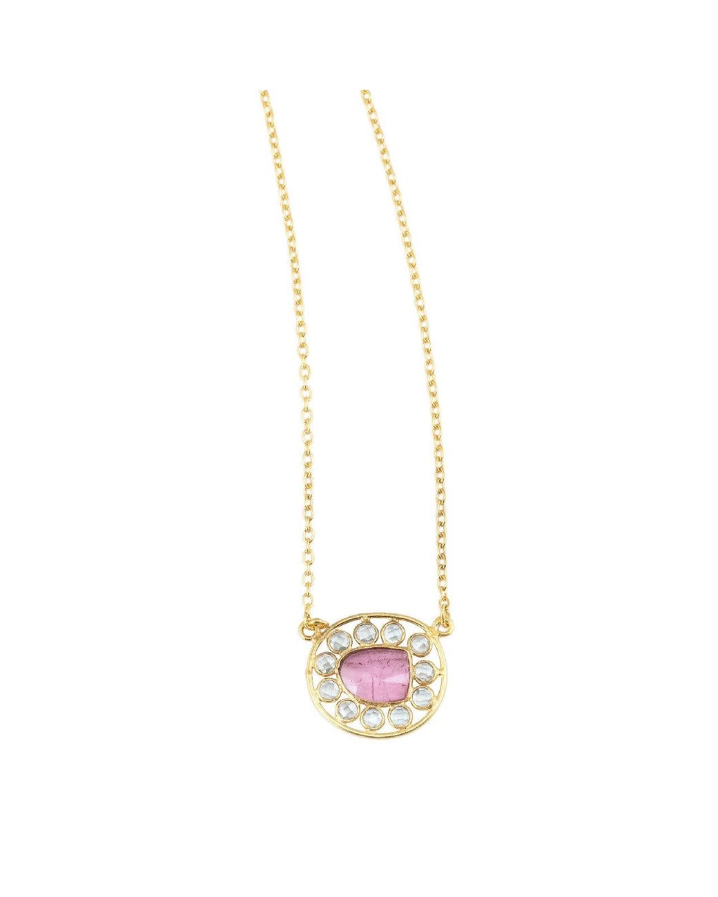 Opium Jewels White Tourmaline Crystal Jali Necklace