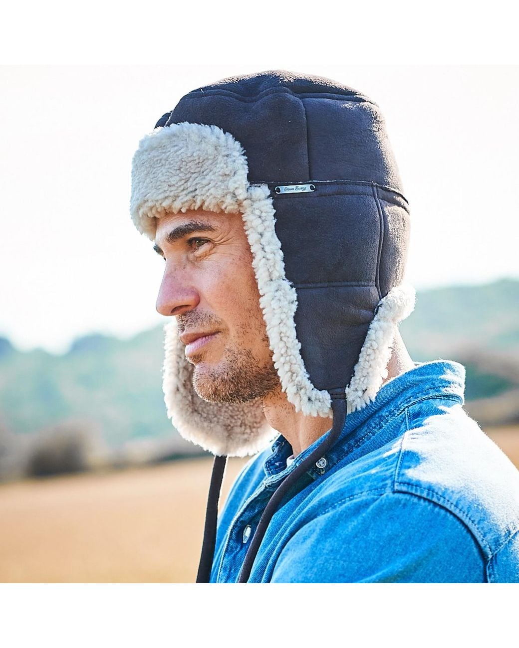 Owen Barry Gray Sheepskin Trapper Kimbo Cream Garth for men