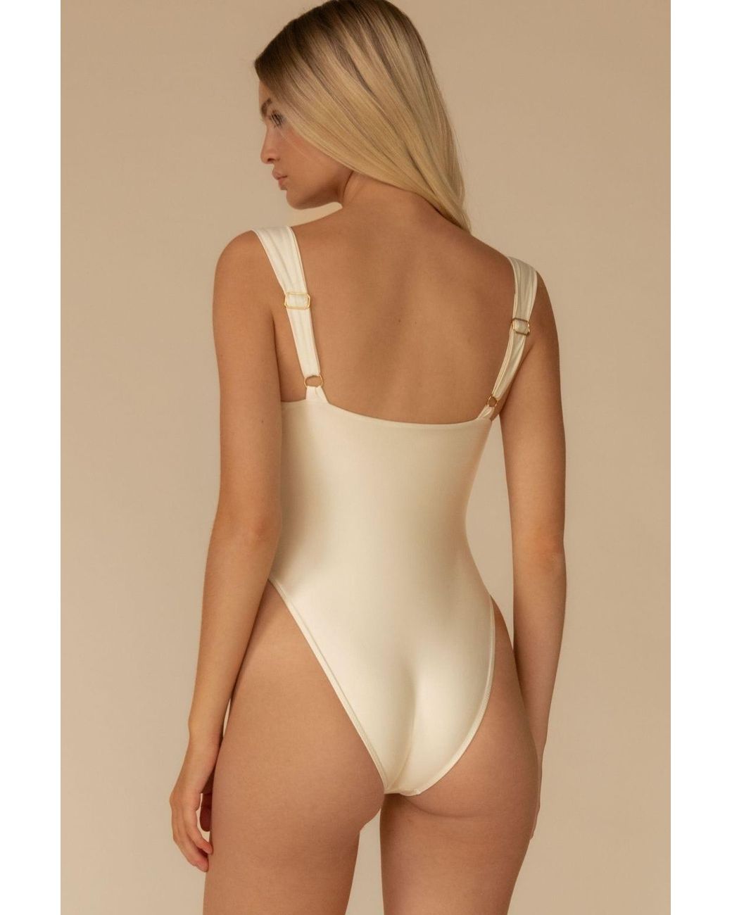 Montce White Neutrals Cream Silkie Petal Variation One-Piece