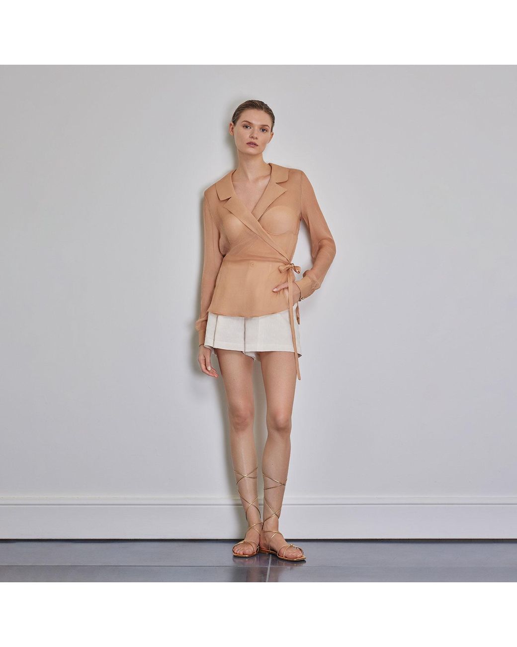 Anse Victorin Natural Neutrals Eva Silk Chiffon Blouse