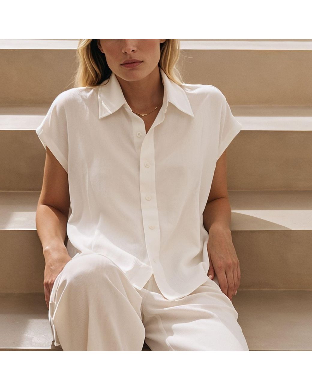 Bel Cashmere White Flavia Silk Blouse