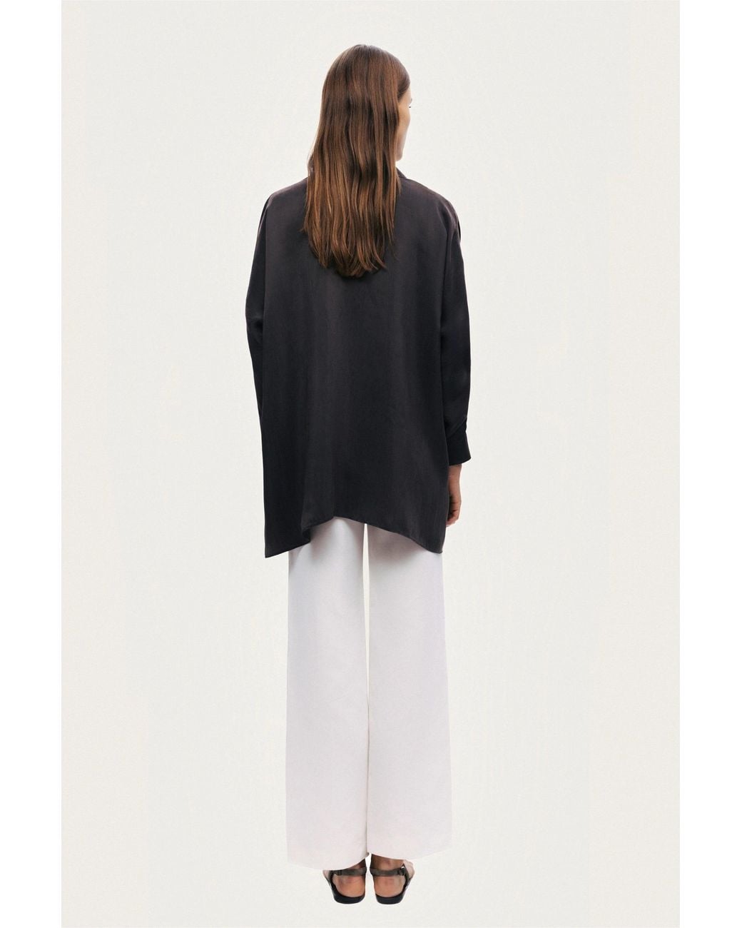 Nocturne Black Front-Tie Longline Shirt