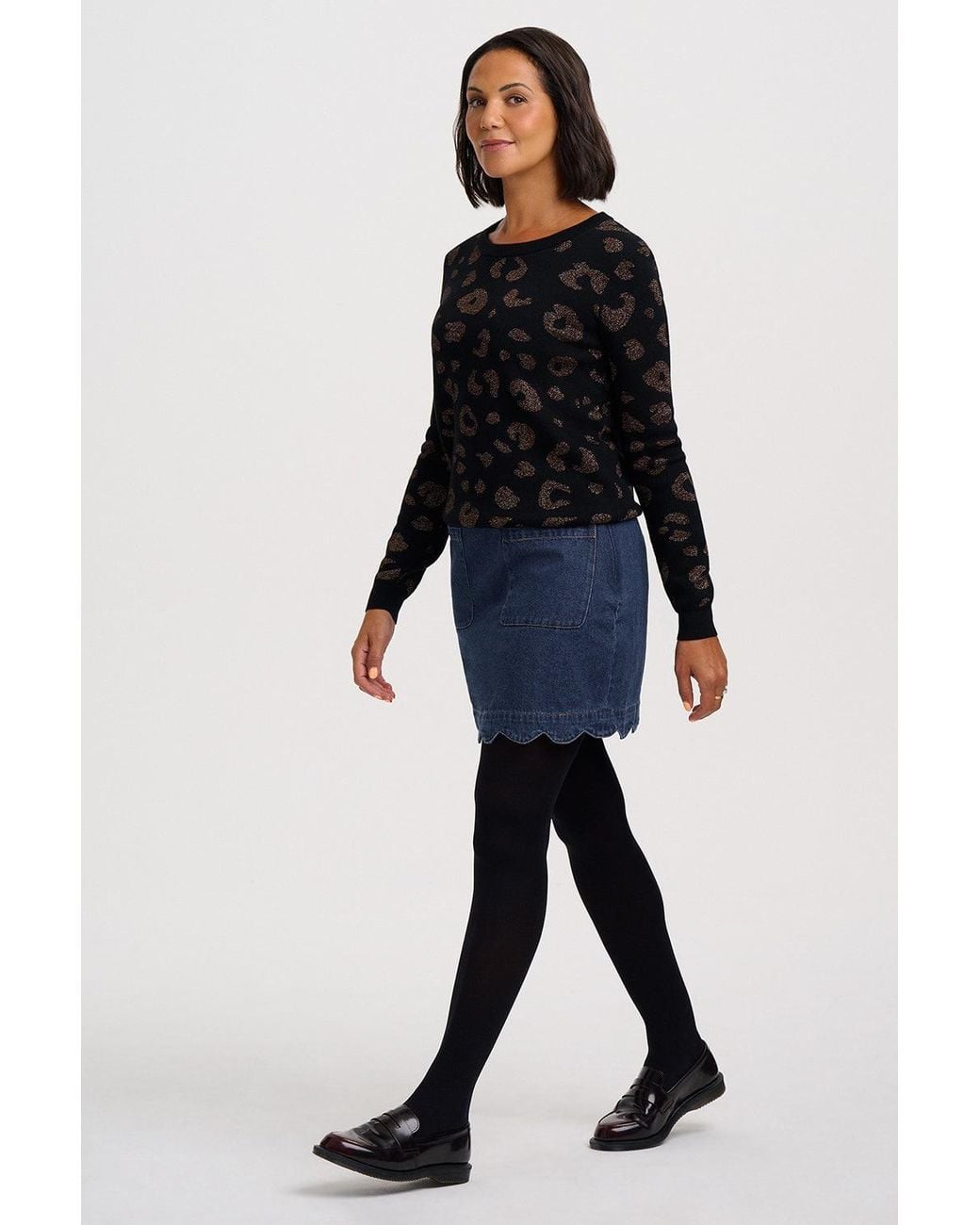 Sugarhill Black Rowena Sweater Bronze Leopard