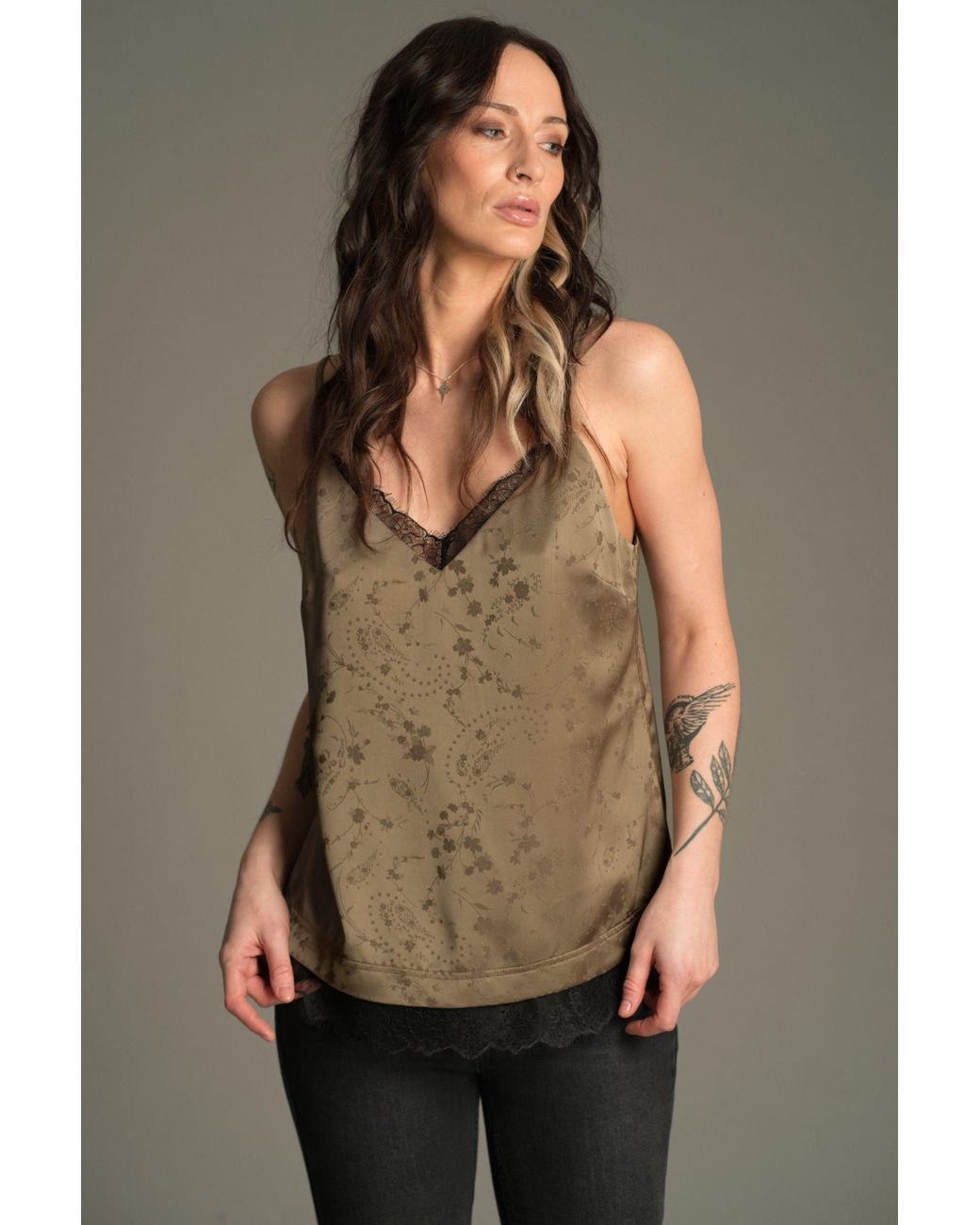 Little Lies Green Iris Satin Cami