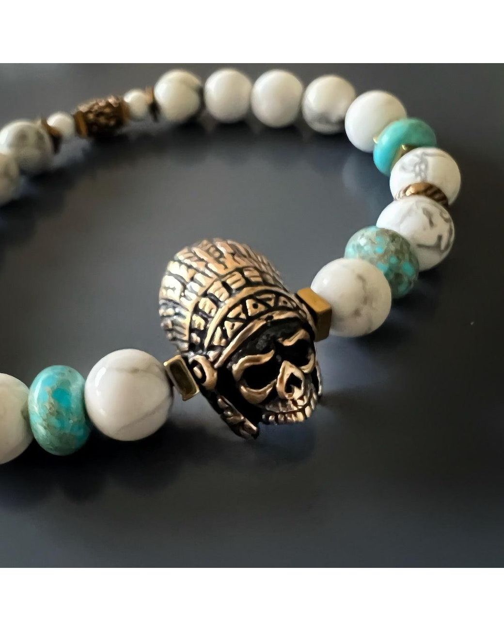 Ebru Jewelry Metallic Spiritual Beaded Indian Bracelet for men