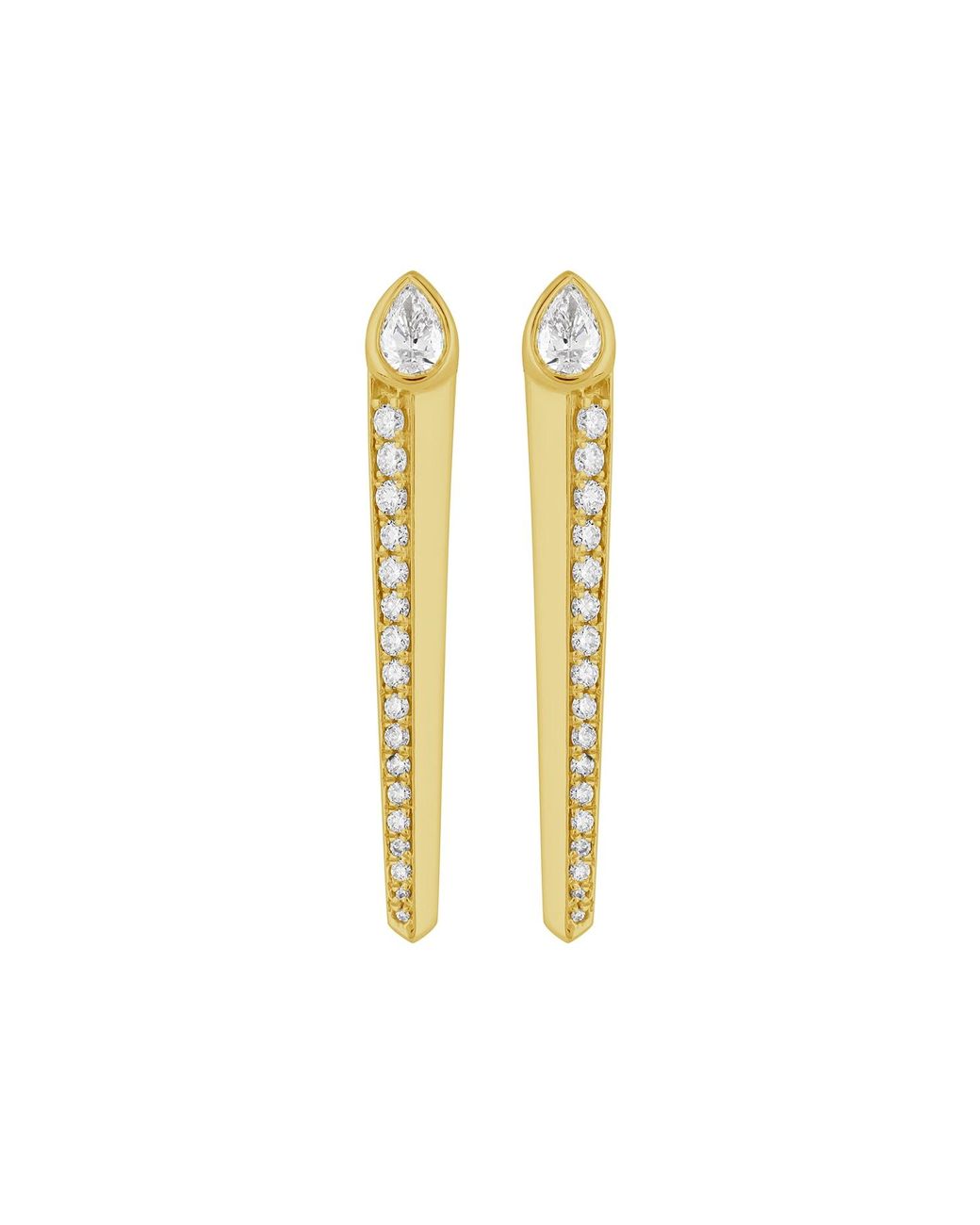 Artisan Metallic Pear Diamond Pavé Bar Drop Earrings