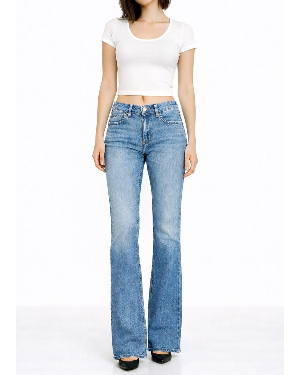NOEND Blue Scarlett Mid Rise Flare