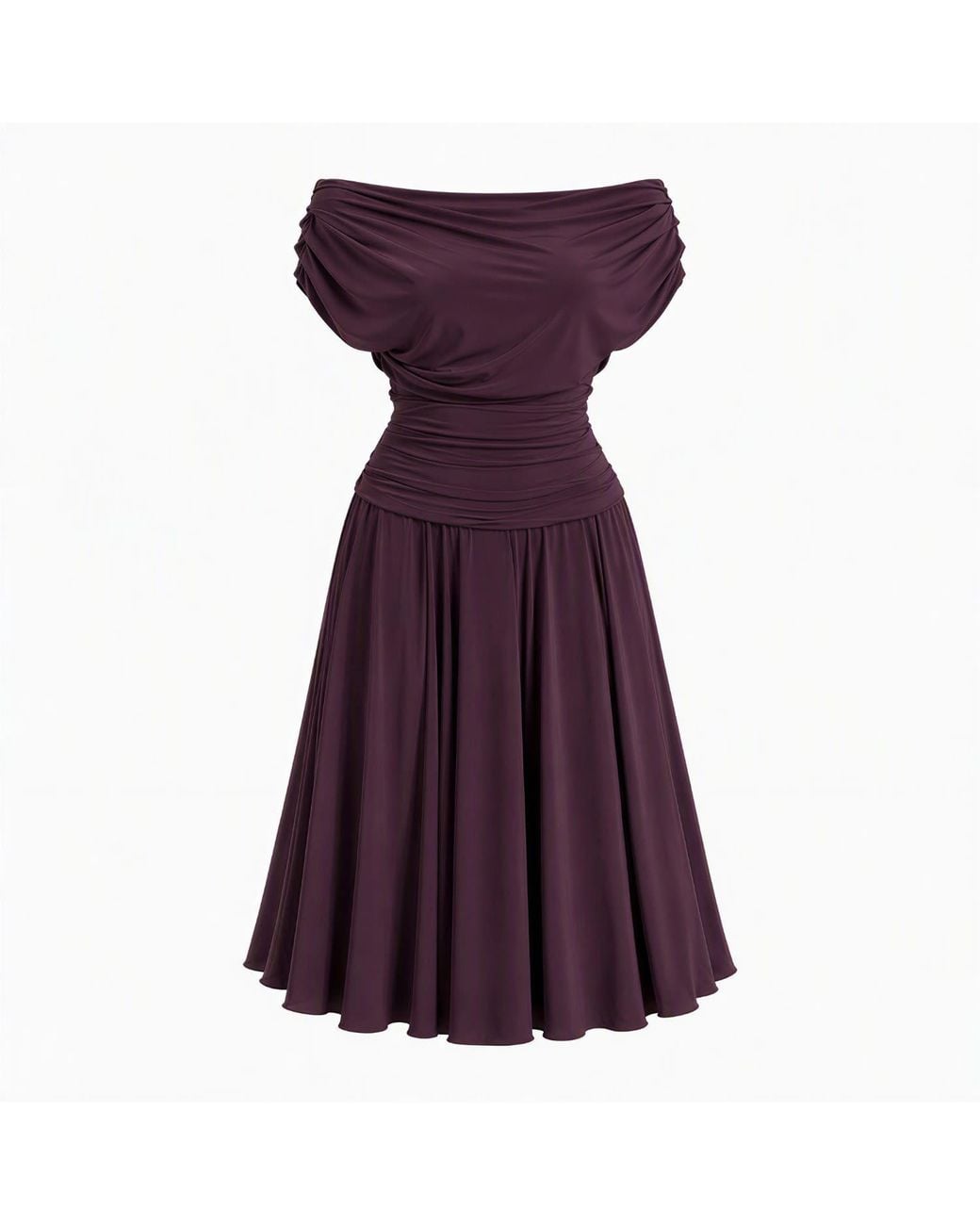 Atom Label Purple Carbon Bardot Tea Regular Length Dress