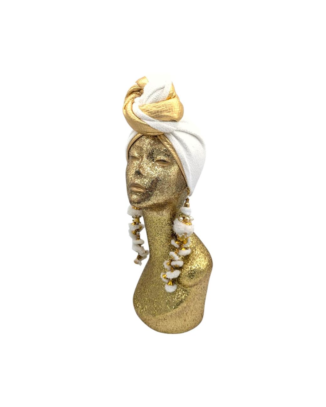 Julia Clancey Metallic Zia Golden Ivory Mestiza Reversible Turban