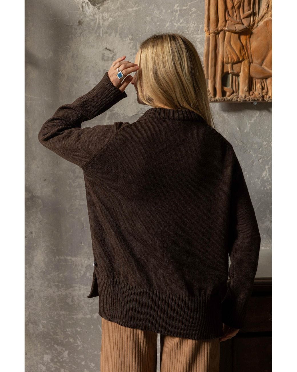 SALANIDA Brown Marina 100% Merino Jumper Chocolate