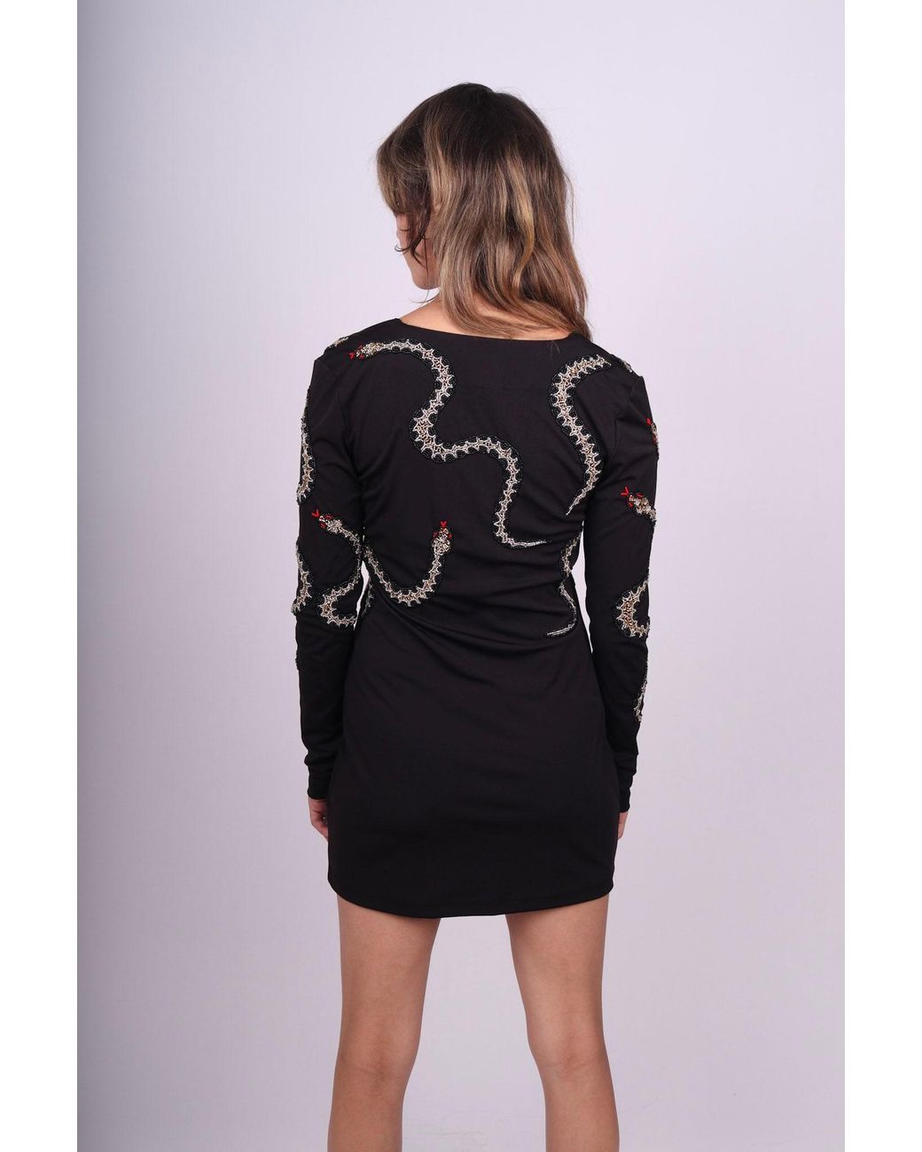 Any Old Iron Blue Beaded Snaketacular Mini Dress