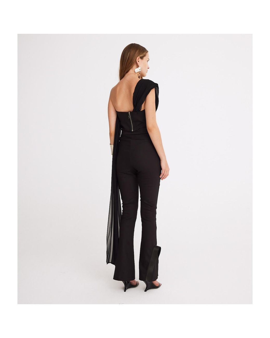 Mirimalist Black Chiffon Draped Bustier