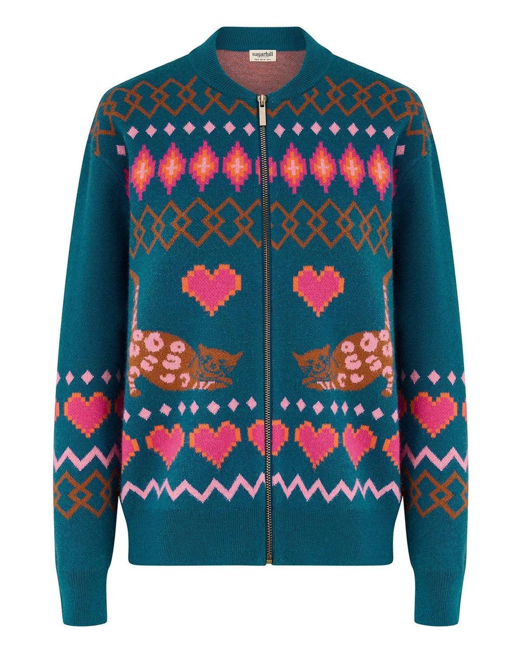 Sugarhill Blue Solana Knitted Bomber Jacket Cat