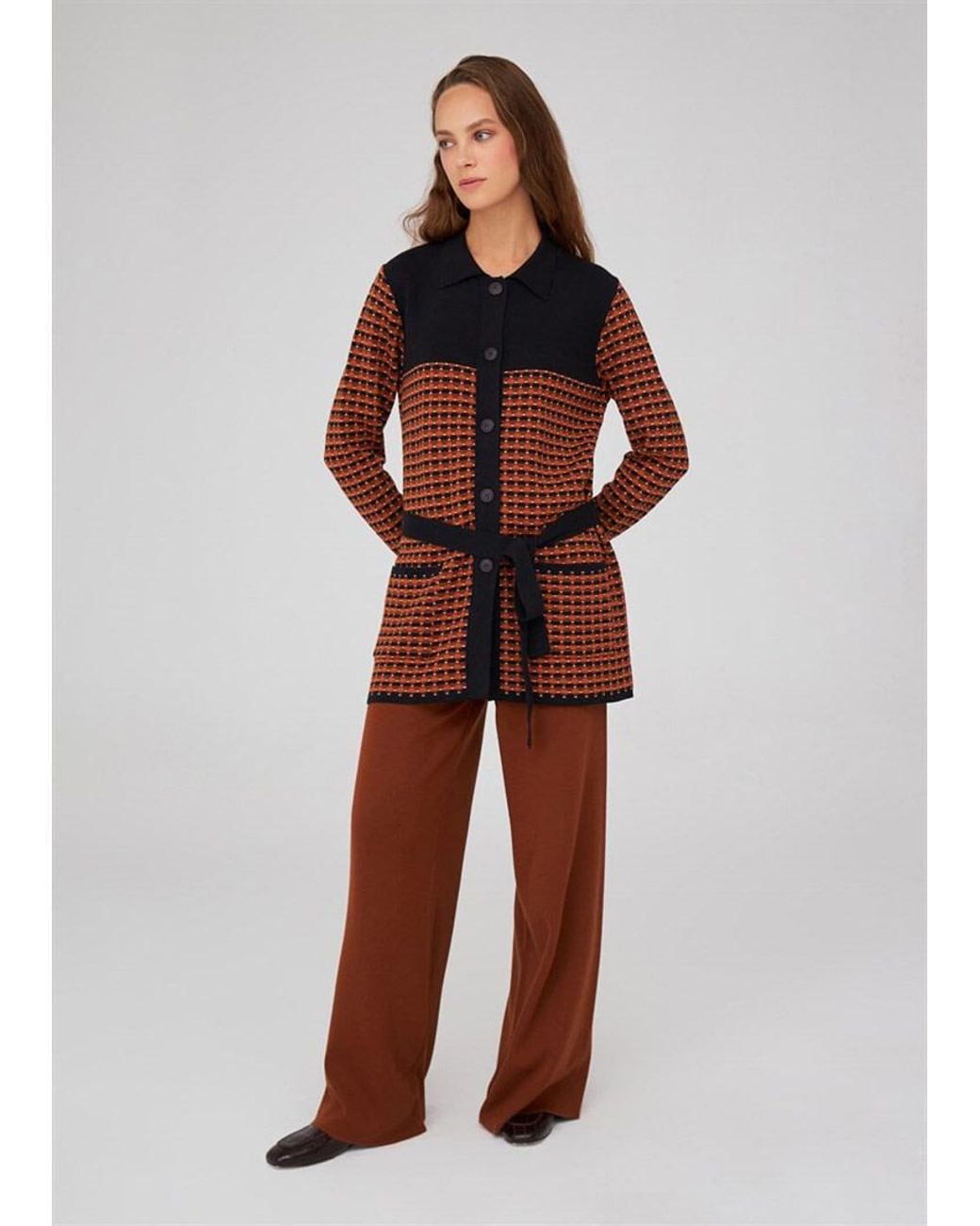 Peraluna Brown Bell Bottom Knit Trousers