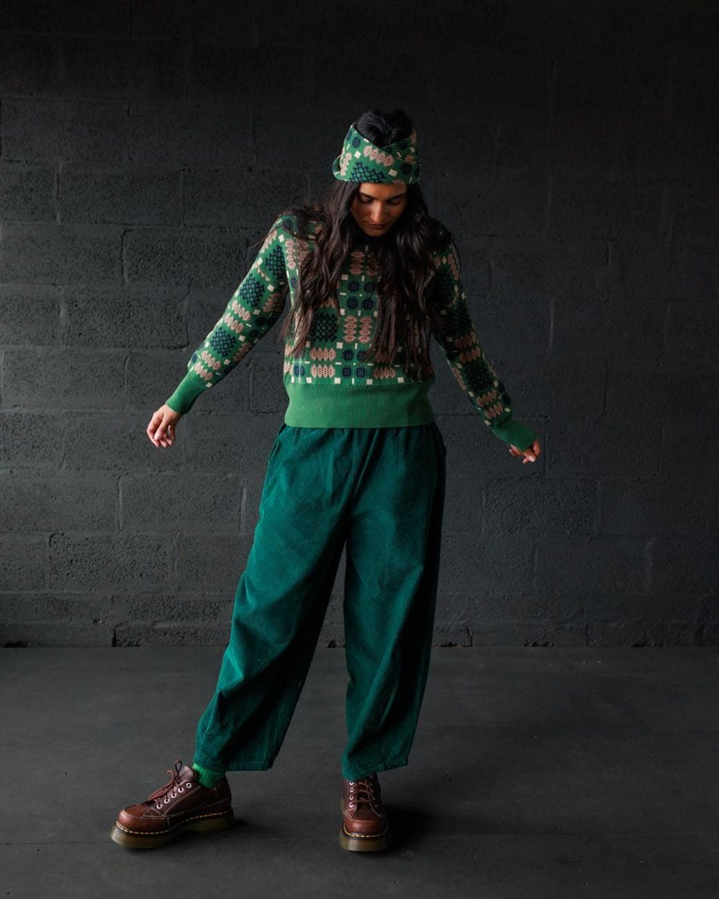 Mabli Green Carthen Neat Cotton Pullover