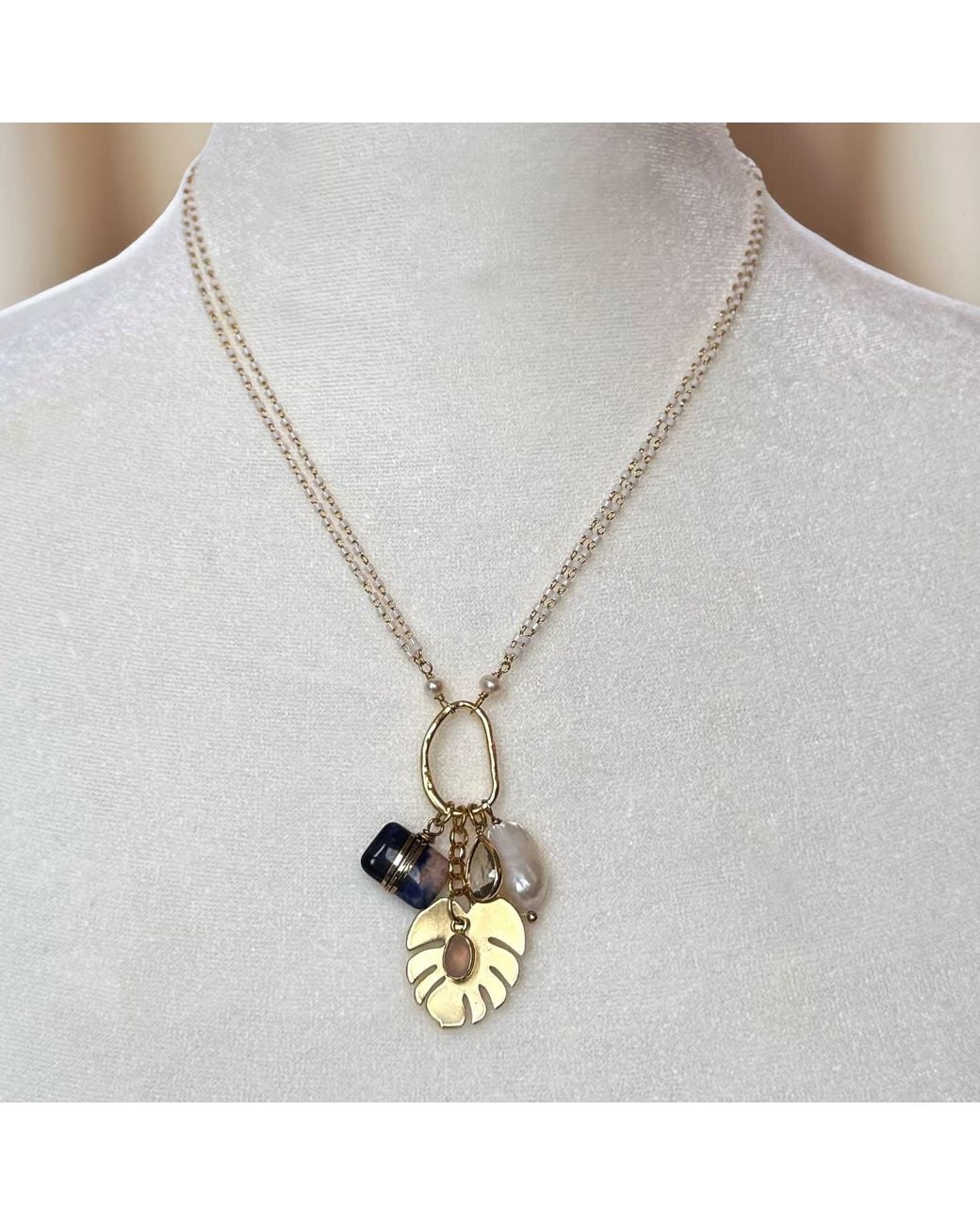Rare Matters Jewelry Metallic Radiance Charm Sodalite Necklace