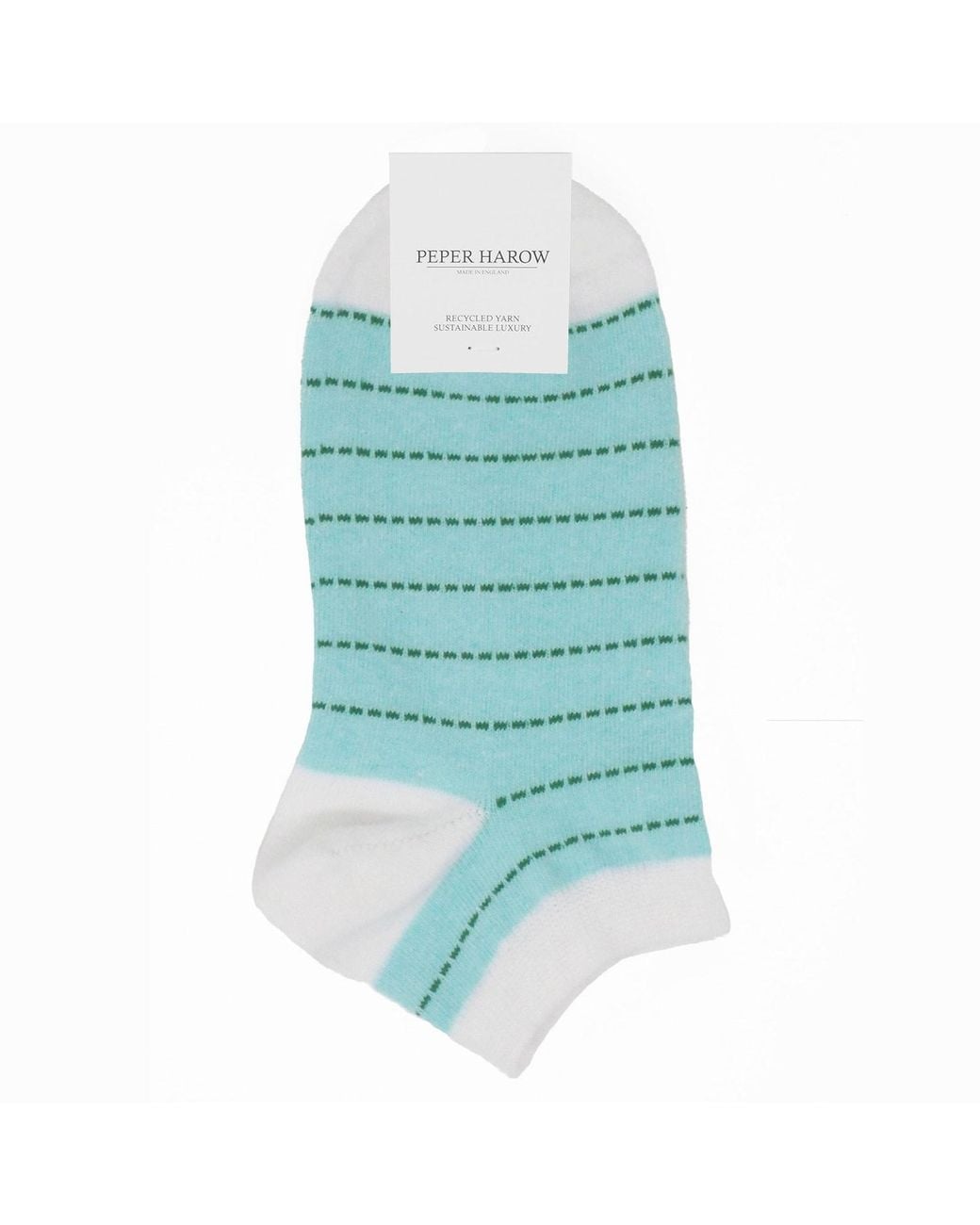 Peper Harow - Made in England Blue Dash Trainer Socks – Mint