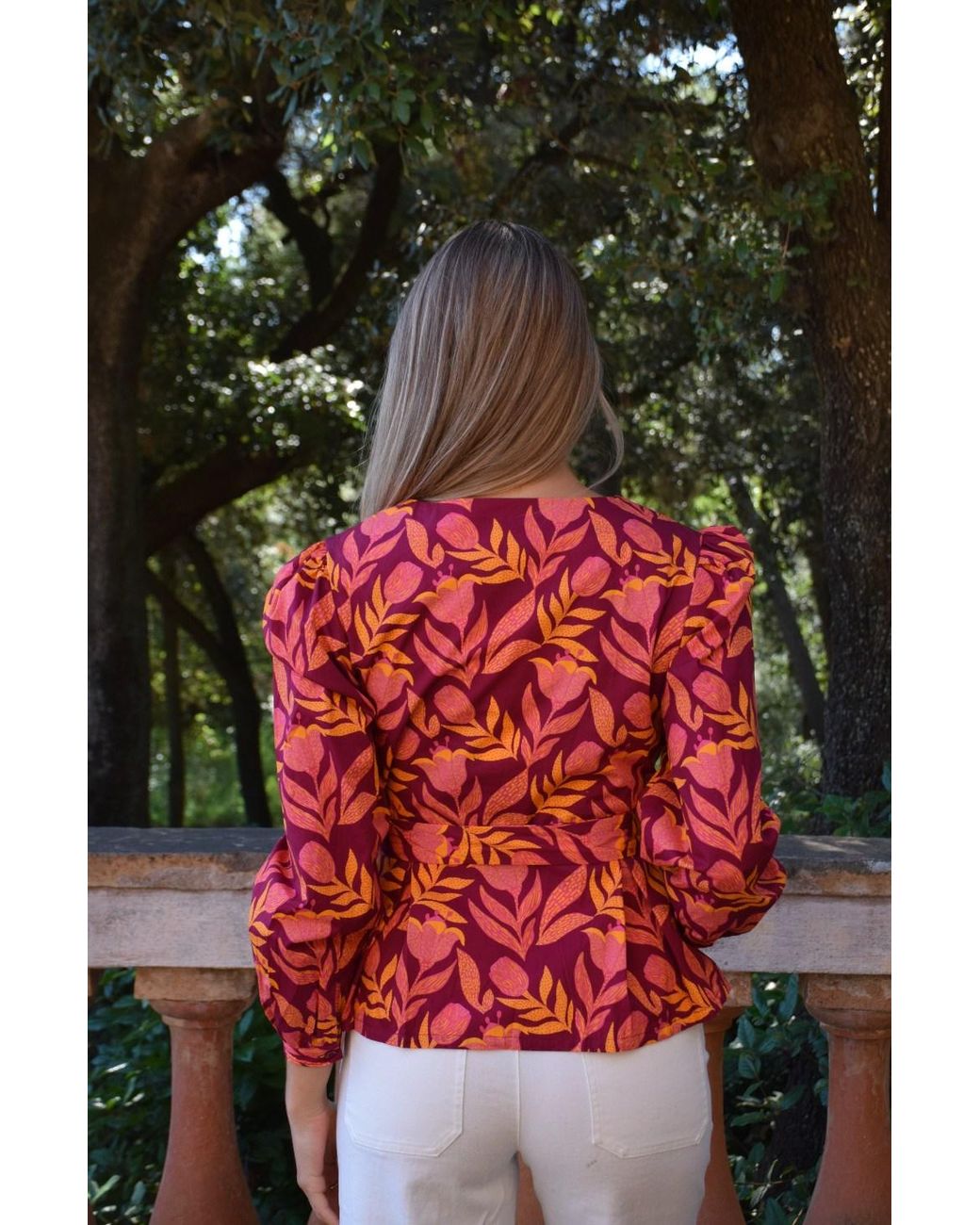 Mind Traveler Red Beth Burgundy Floral Blouse