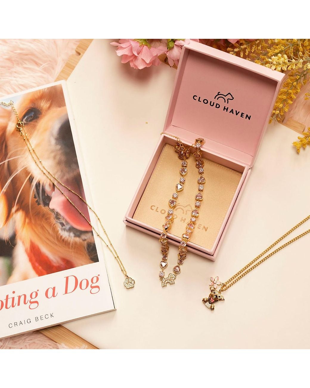 Cloud Haven Metallic Heart Crystal Logo Necklace