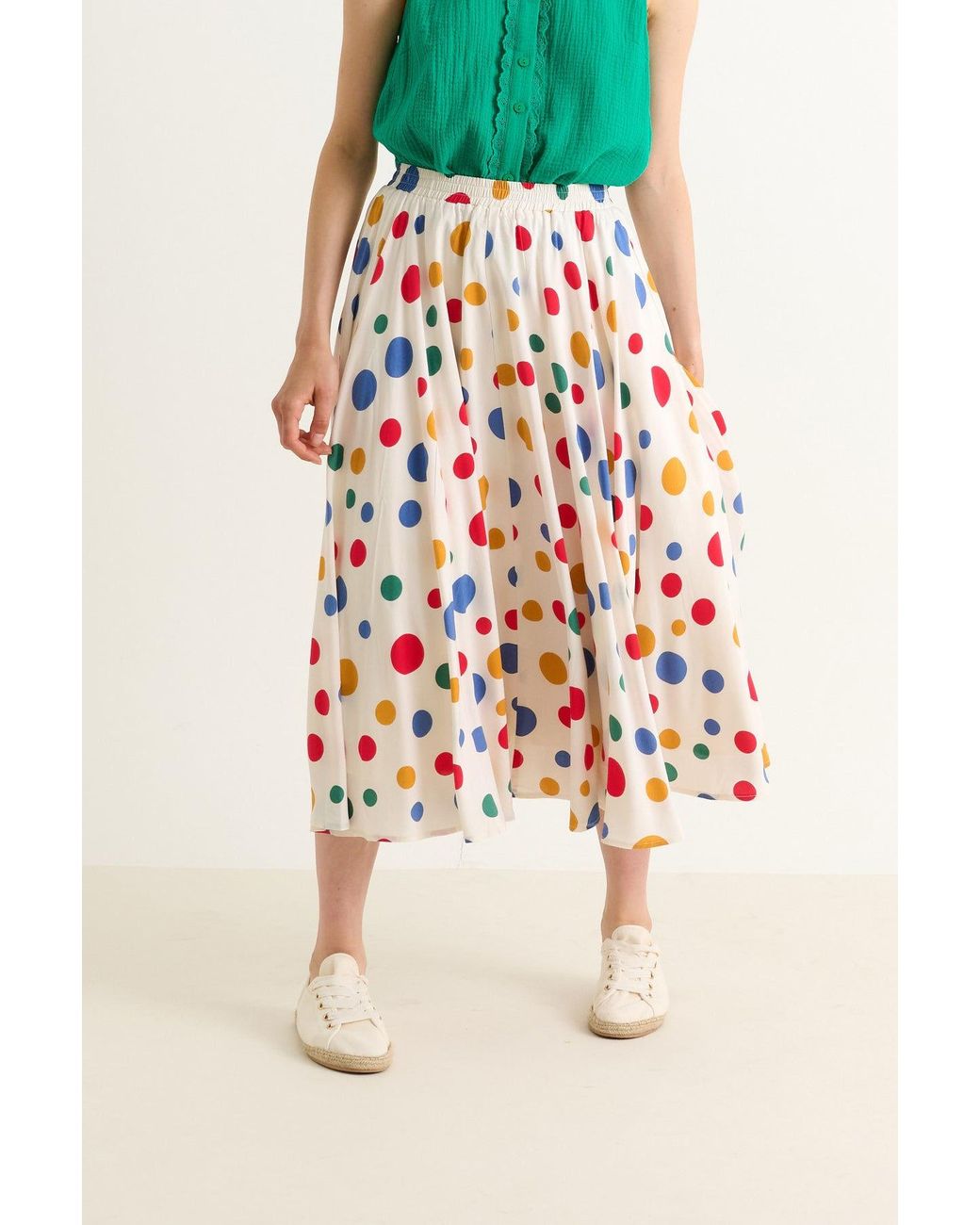 Louche White Agatha Dotty Print Circle Midaxi Skirt